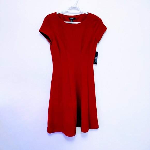NWT Chaps Red Fit & Flare Dress – Textured Fabric - Picture 2 of 4